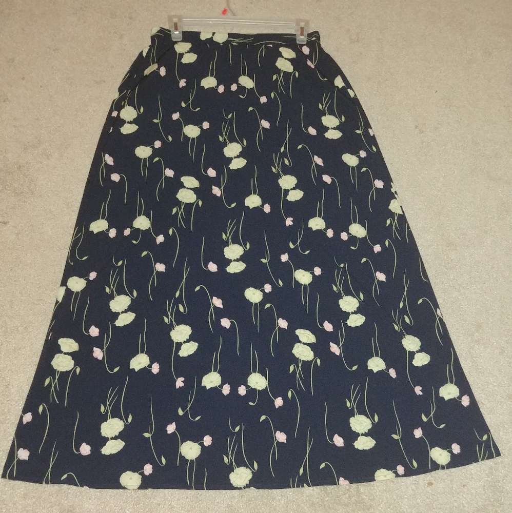 🔥BICE | Long Skirt | Navy Blue W/Floral | Size 10